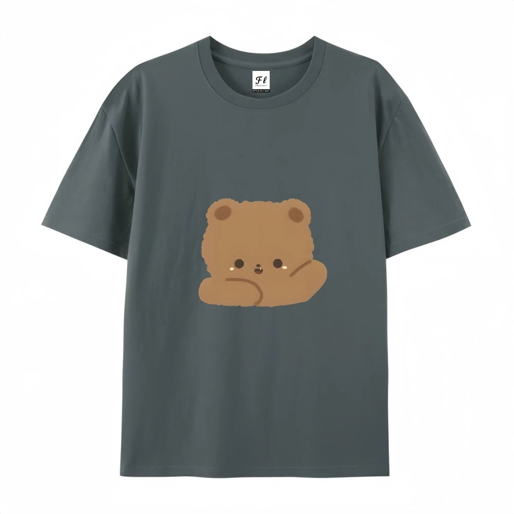 2025 New Y2K Women’s Oversized T-Shirt – Cute Bear Print Cotton Summer Top, Loose Fit Streetwear