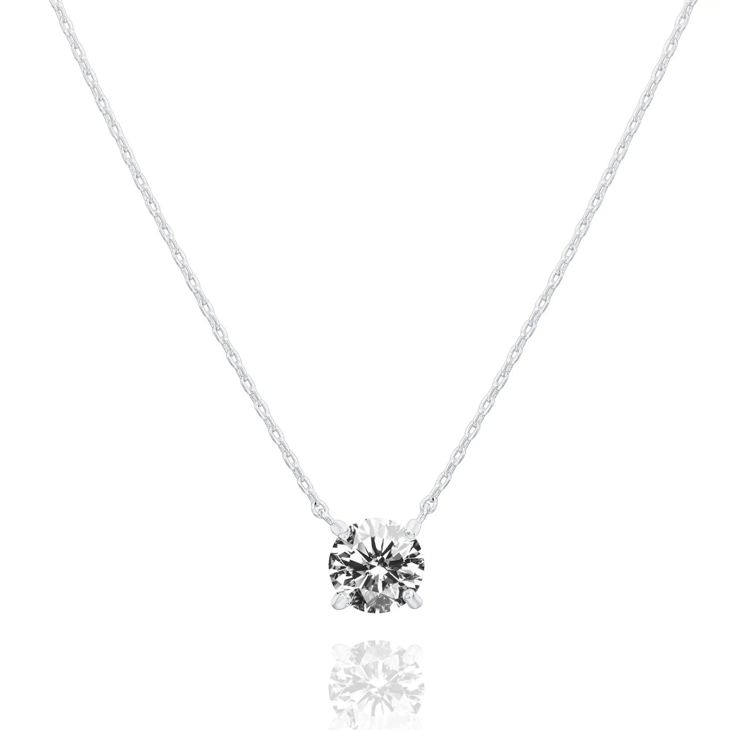 Shevalues 14K Gold Plated Crystal Solitaire Necklace – Dainty Cubic Zirconia Choker for Women, Elegant Fashion Jewelry