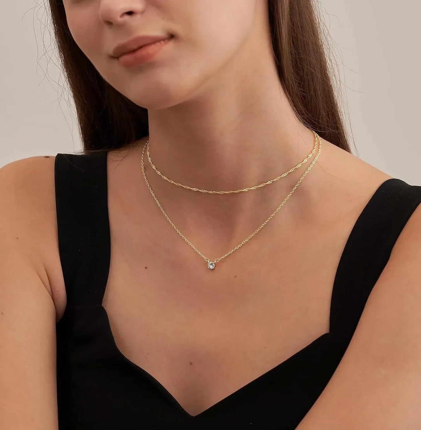 Diamond Choker Necklace for Women – 18K Gold or Sterling Silver Simple Gold-Plated Elegant Jewelry Gift