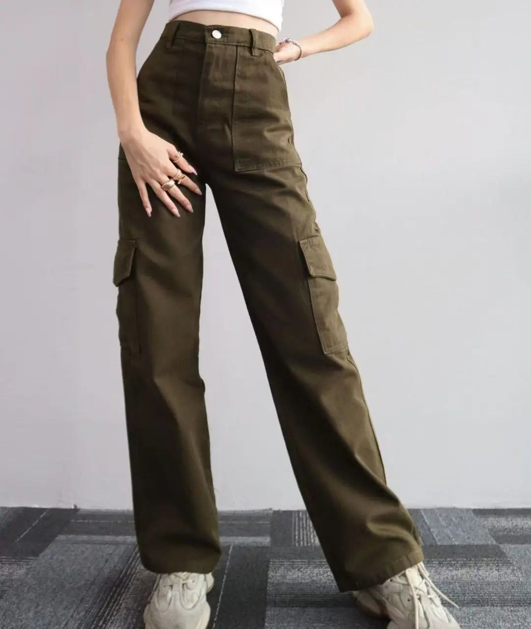 Women’s Versatile Mid-Rise Workwear Pants – Long Fitted Waist with 3D Pockets | Casual & Office Ready