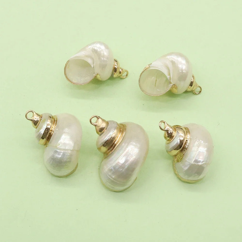 Natural Seashell Charms – Mother of Pearl Conch & Cowrie Shell Pendants for DIY Jewelry Making