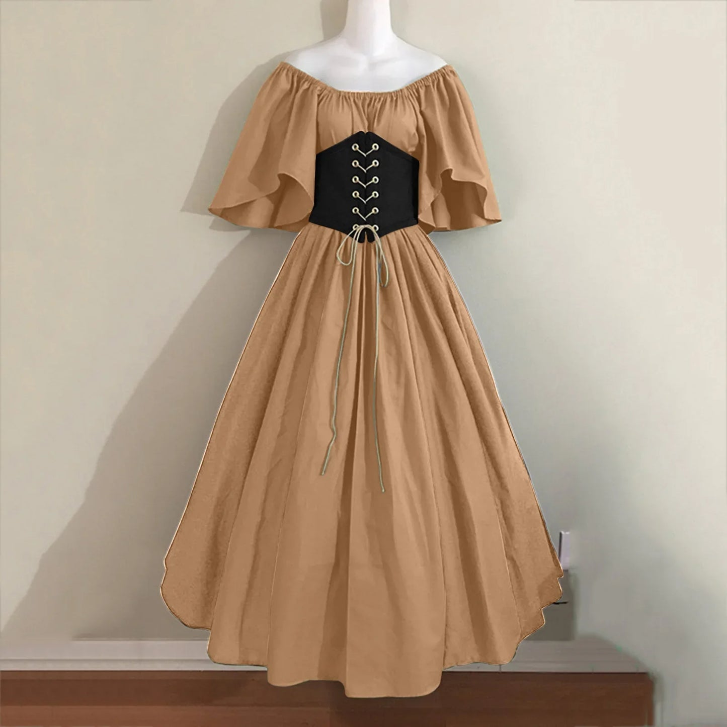 2025 Halloween Women’s Medieval Cosplay Costume – Retro Slim Swing One-Shoulder Dress for Love Live & Party