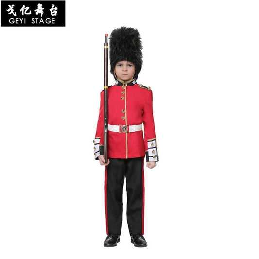 Kids British Royal Guard & American Soldier Cosplay Costume – Boys Halloween Party & Performance Uniform