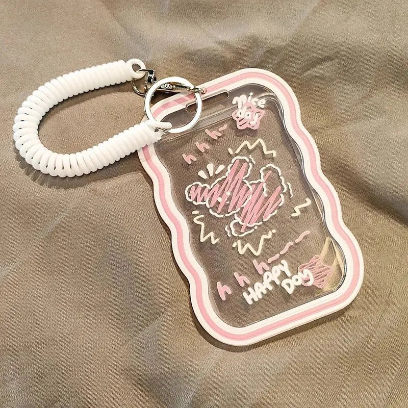 1PC Cute Acrylic ID Card Holder with Lanyard – For Student, Work, Campus, Bus, and Access Control Cards