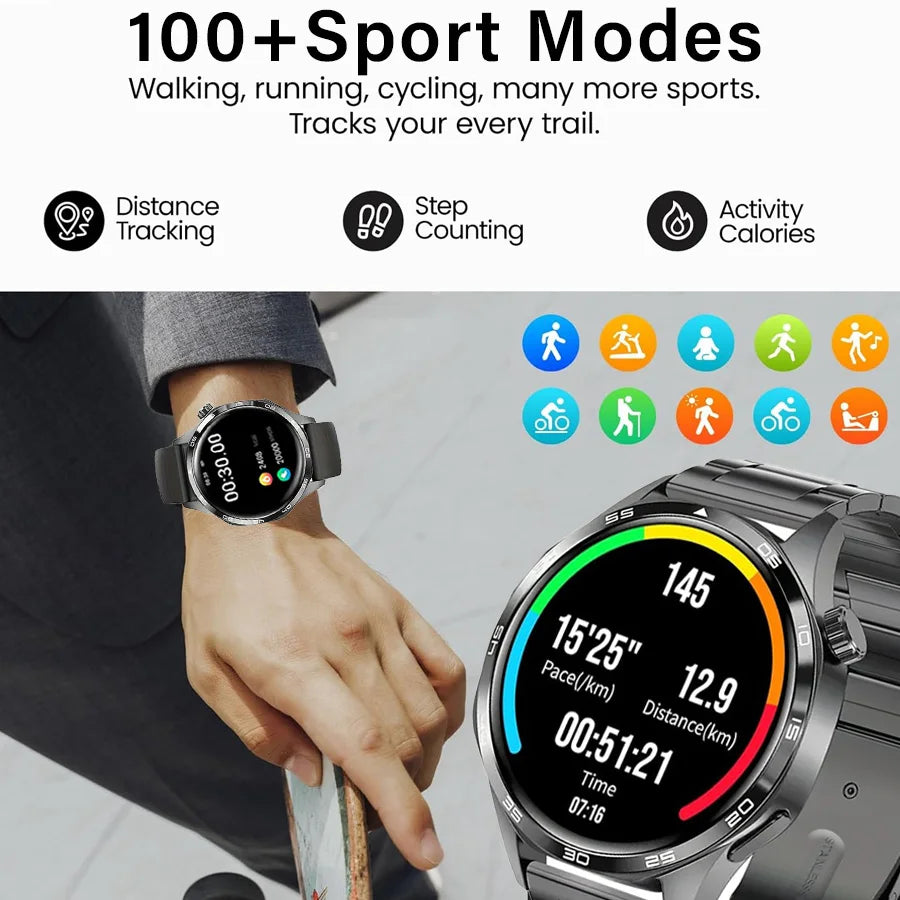 Men’s 1.52” HD AMOLED Smart Watch – Fitness Tracker with 110+ Sport Modes, 24/7 Heart Rate & Sleep Monitor, IP68 Waterproof