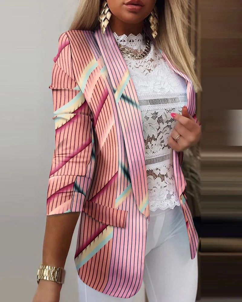 Women’s Butterfly Print Blazer – Casual Long Sleeve Turn-Down Collar Suit Jacket for Spring & Autumn