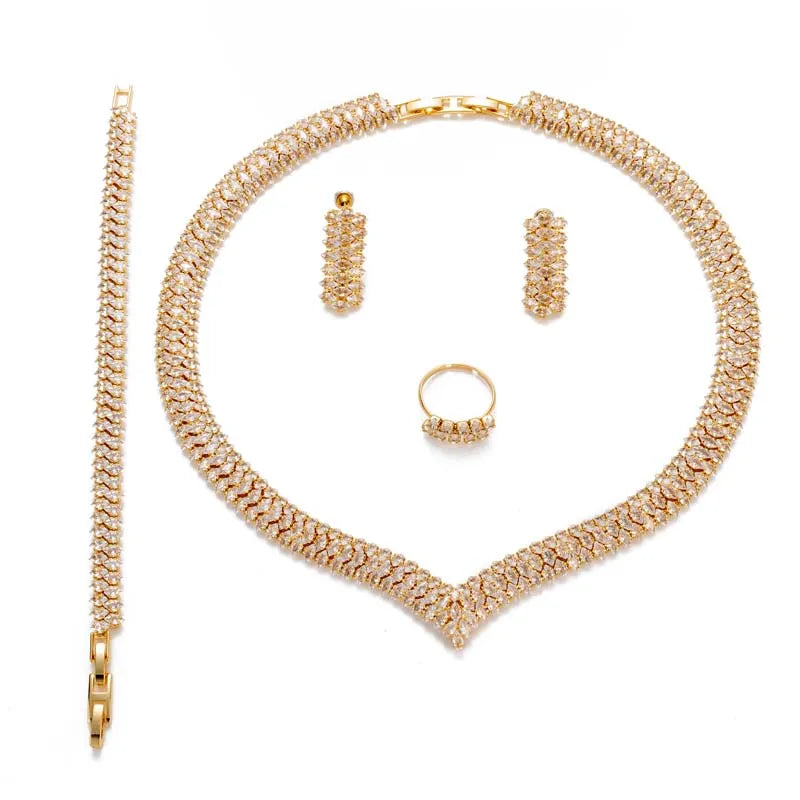 HADIYANA Luxury Cubic Zirconia Jewelry Set – Exquisite High-Quality Bridal Wedding Accessories for Women (BN9297)