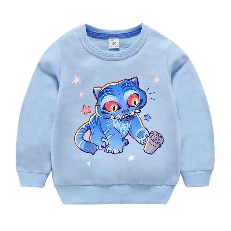K-pop Demon Hunters Round-Neck Sweatshirt – Cute Anime Cartoon Hoodie for Children, Boys & Girls, Spring & Autumn Sport Fashion
