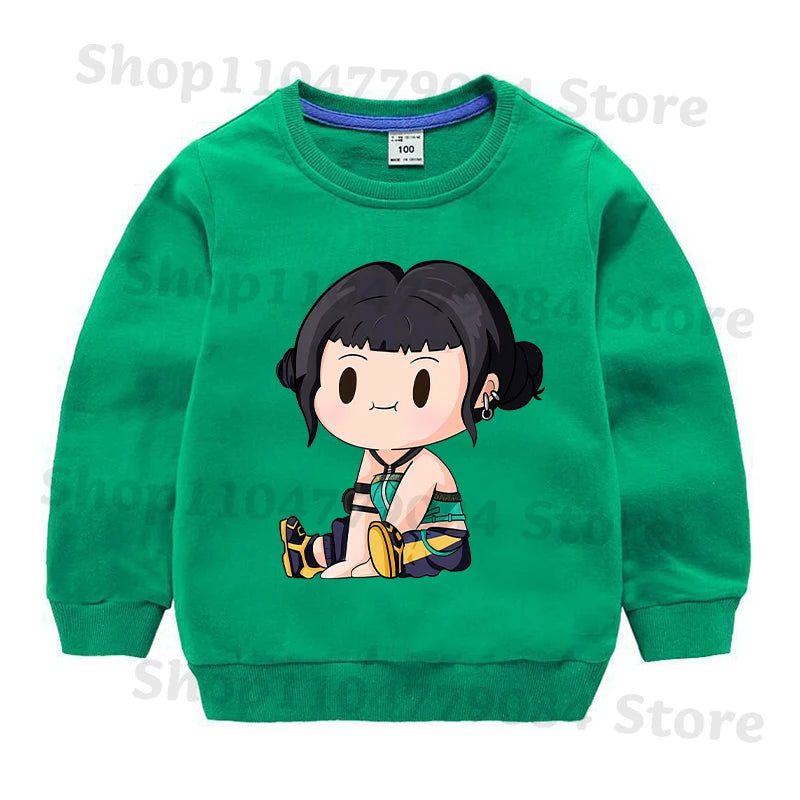 K-pop Demon Hunters Round-Neck Sweatshirt – Cute Anime Cartoon Hoodie for Children, Boys & Girls, Spring & Autumn Sport Fashion