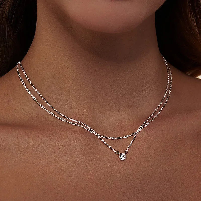 Diamond Choker Necklace for Women – 18K Gold or Sterling Silver Simple Gold-Plated Elegant Jewelry Gift