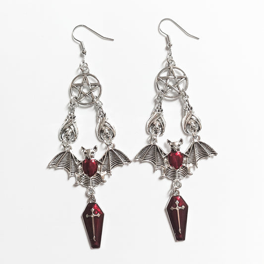 Bat Vampire Earrings ? Gothic Halloween Dangle Earrings for Women & Girls