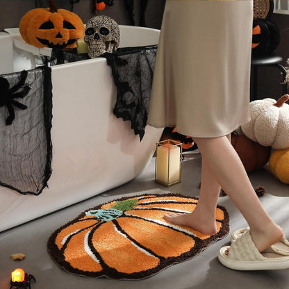Halloween Bat-Shaped Soft Absorbent Rug ? Spooky Decorative Carpet for Home, Bathroom & Bedroom