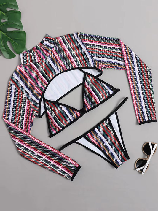 2025 Long Sleeve Neon Green Leopard Bikini Women Swimsuit Bikini Set Sexy Swimwear Female Brazilian Bathing Suit Swim Beach Wear