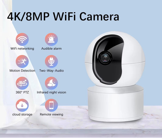Neye 8MP 4K PTZ Wifi Security Camera Home Indoor 10X Digital Zoom Camera AI Automatic Tracking CCTV Baby Monitor