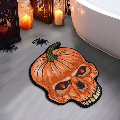 Halloween Bat-Shaped Soft Absorbent Rug ? Spooky Decorative Carpet for Home, Bathroom & Bedroom