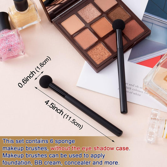 6Pcs Sponge Makeup Applicator with Handle, Sponge Eyeshadow Applicators Makeup, Eyeshadow Sponge Brush, Cotton Eye Makeup Eyeshadow Brushes Set for Women Girls (4.5 Inch Long) Washable