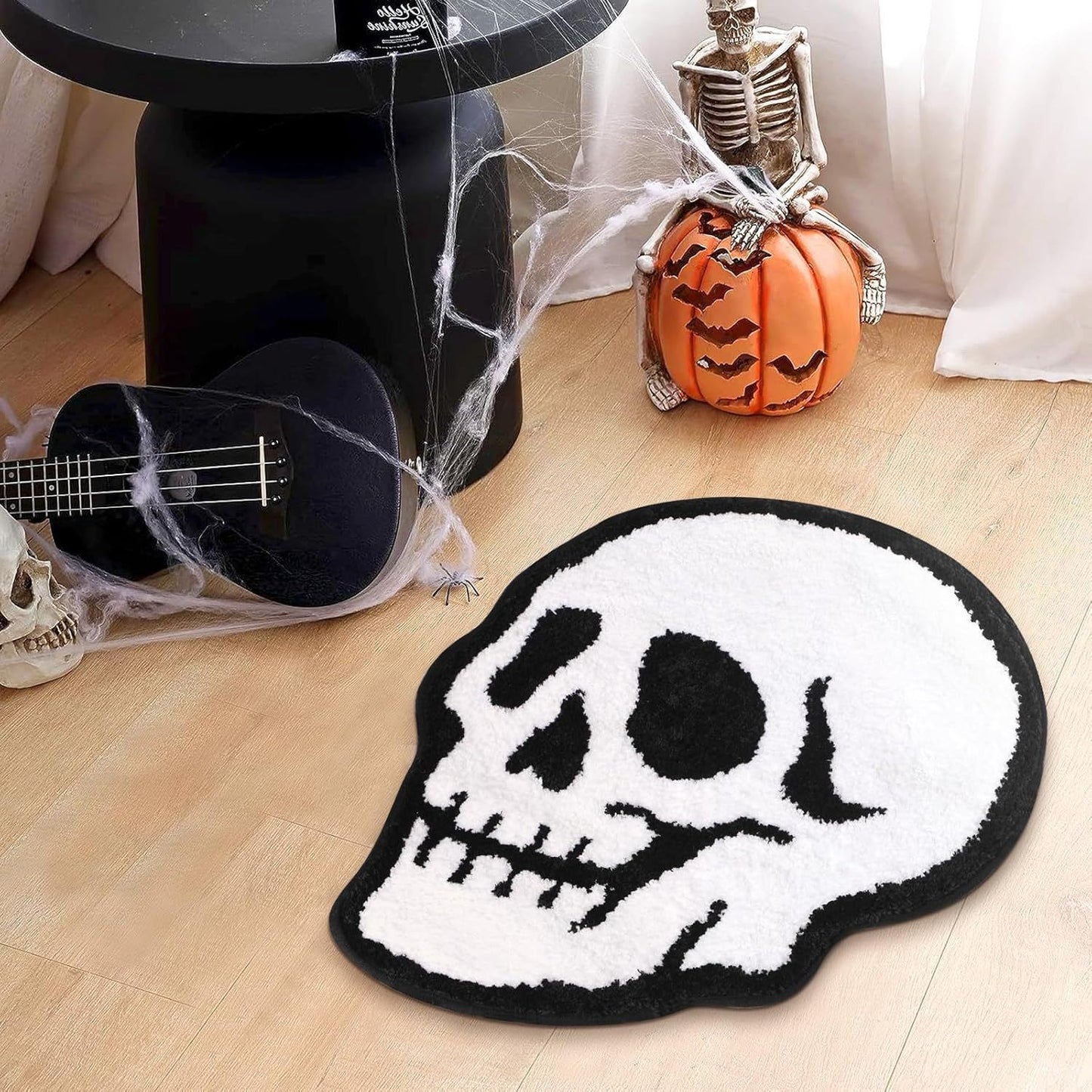 Halloween Bat-Shaped Soft Absorbent Rug ? Spooky Decorative Carpet for Home, Bathroom & Bedroom