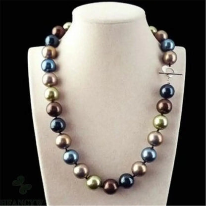 12mm Multicolor South Sea Shell Pearl Necklace – 18'' Chic Aurora Jewelry Gift for Women & DIY Accessories
