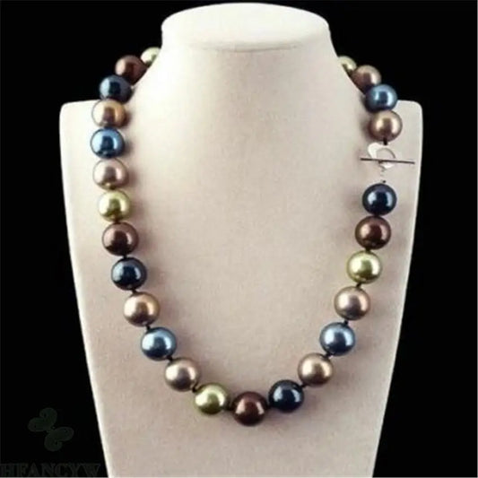 12mm Multicolor South Sea Shell Pearl Necklace – 18'' Chic Aurora Jewelry Gift for Women & DIY Accessories