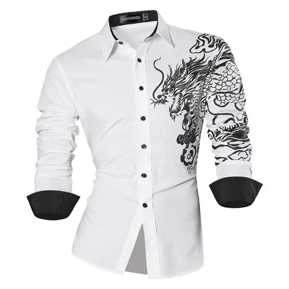 Sport trendy Men’s Dragon Print Long Sleeve Shirt