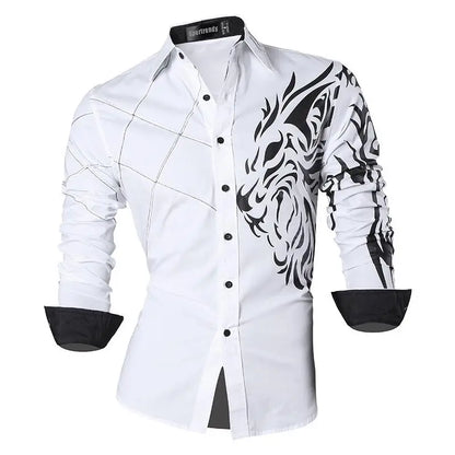 Sport trendy Men’s Dragon Print Long Sleeve Shirt