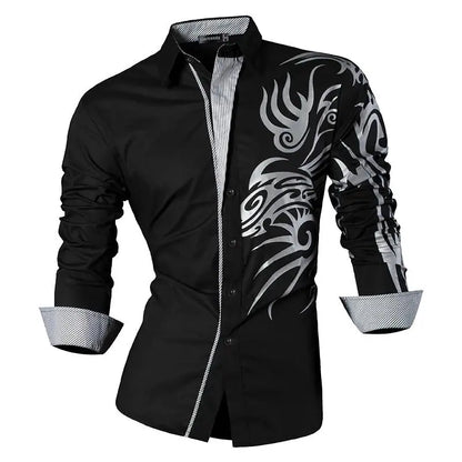 Sport trendy Men’s Dragon Print Long Sleeve Shirt