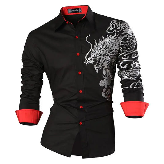 Sport trendy Men’s Dragon Print Long Sleeve Shirt