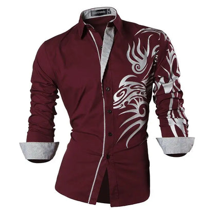 Sport trendy Men’s Dragon Print Long Sleeve Shirt