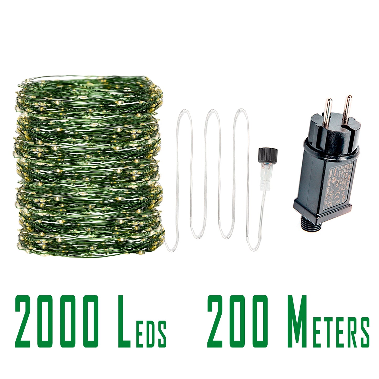 200M 2000LED Green Wire Fairy String Light Garland With Waterproof For Christmas Outdoor Wedding Garden Patio Room Decoration