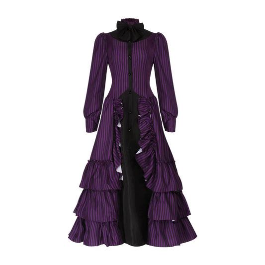 2025 Halloween Women’s Medieval & Victorian Costume – Renaissance Gothic Lace Purple Queen/Princess Dress