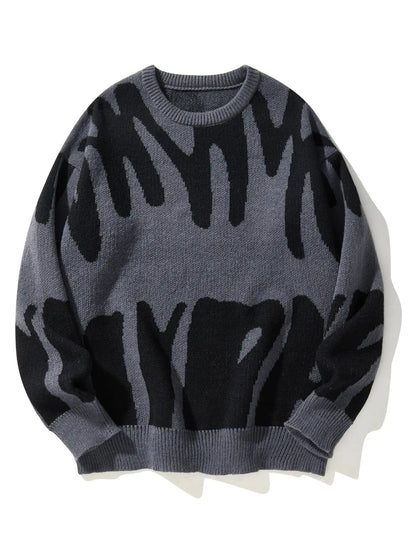 Men’s Jacquard Knit Sweater – Autumn/Winter Irregular Contrast Color Pullover