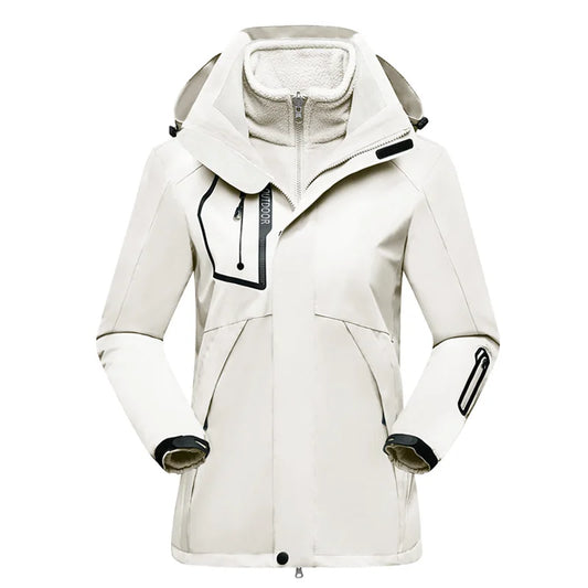 Women’s 3-in-1 Waterproof Hiking Jacket – Fleece Lined Winter Windbreaker