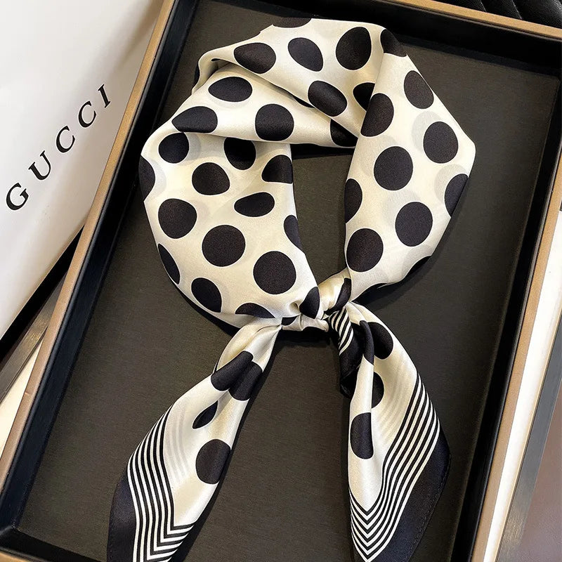 2025 Satin Imitation Print Silk Scarf Square Women Neck Scarves Wrap Headkerchief Beach Hair Band Women's Bandana