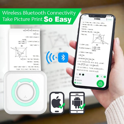 Mini Thermal Printer - Portable Wireless Bluetooth Label Sticker Photo Printer