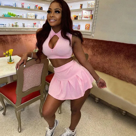 Women’s Streetwear Crop Top & Skirt Set – Sporty Two-Piece Matching Outfit for Club, Party & Casual Wear