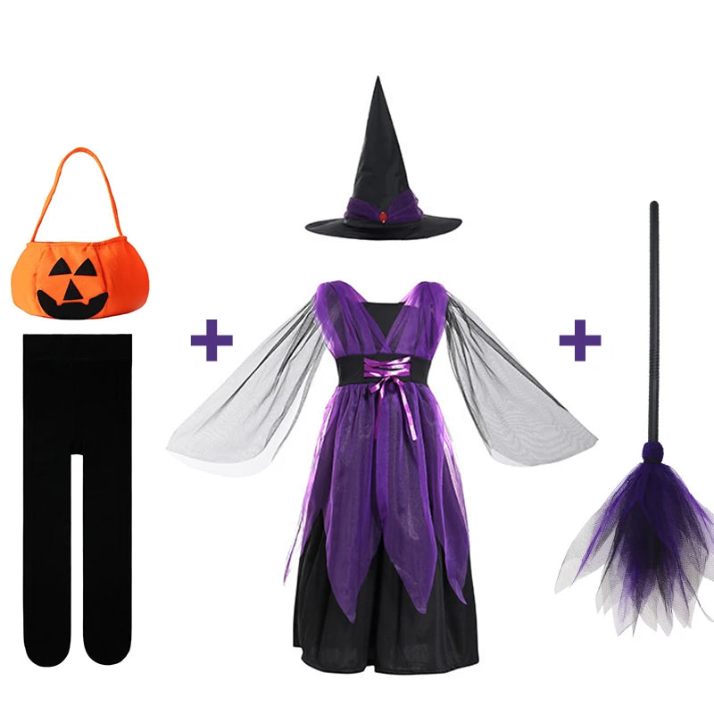 Kids Halloween Costume – Witch, Vampire, or Little Red Riding Hood Cosplay Dress for Girls & Boys Masquerade Party