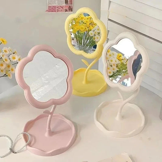 Makeup Mirror - Portable Dressing Table Mirror with Floral Pattern for Bedroom & Office