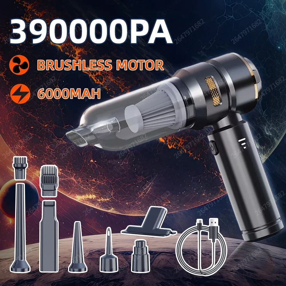 Portable High-Power Car Vacuum Cleaner – Wireless Brushless Motor, Strong Suction, Mini Handheld Air Duster for Car & Home Cleaning