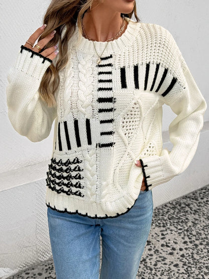 Women’s Casual Loose Knit Sweater – Long Sleeve Winter Pullover Vintage Style Knitwear Top