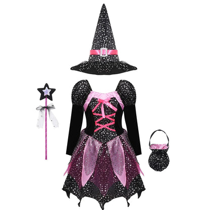 Kids Halloween Costume – Witch, Vampire, or Little Red Riding Hood Cosplay Dress for Girls & Boys Masquerade Party