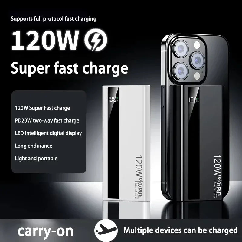 Xiaomi 120W 200000mAh Power Bank High Capacity Super Fast Charging Power Bank Portable Battery Charger For Huawei iPhone Samsung