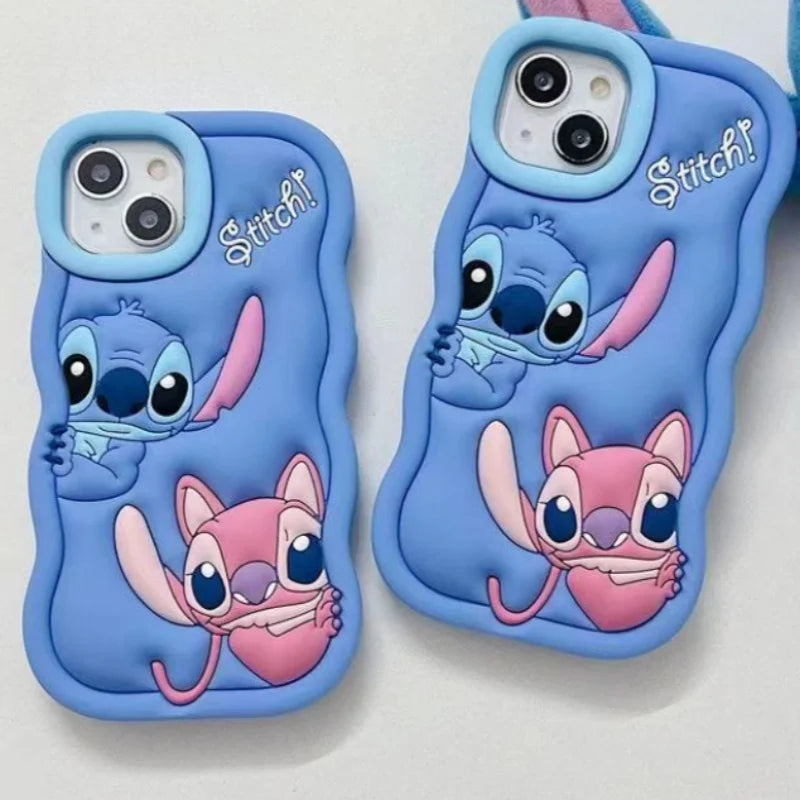 Disney Cartoon Cute Iphone 11 12 13 14 15 Pro Plus Stitch Silicone Material Simple All Inclusive Phone Case Valentine'S Day Gift