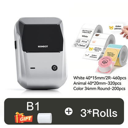 NIIMBOT B1 Portable Thermal Printer With Tapes 2 Inch Adhesive Label Printer Mini Bluetooth Sticker Maker Support Smartphones PC