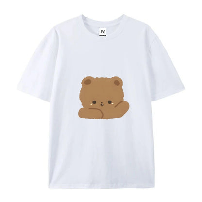 2025 New Y2K Women’s Oversized T-Shirt – Cute Bear Print Cotton Summer Top, Loose Fit Streetwear