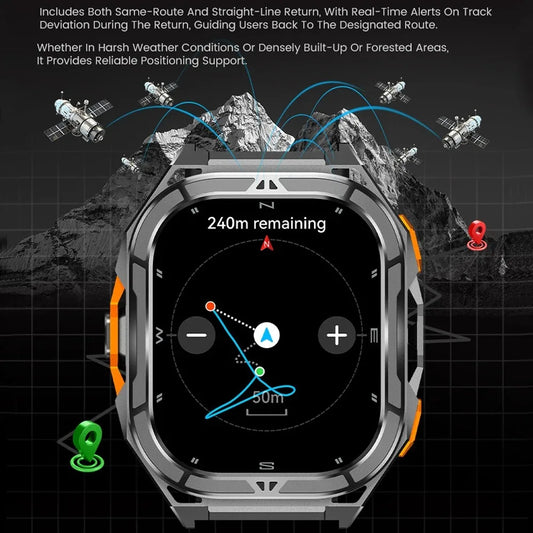 2025 GPS Smart Watch for Men – 1.96” HD AMOLED Display, Compass, Bluetooth Call & 5ATM Waterproof Sport Smartwatch (Android/iOS)