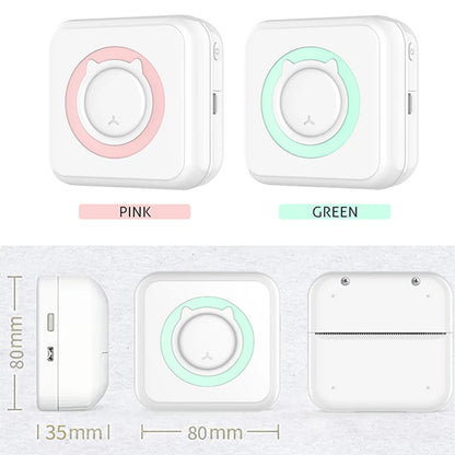 Mini Thermal Printer - Portable Wireless Bluetooth Label Sticker Photo Printer