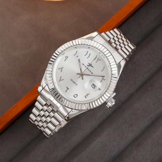 Men’s High-End Luxury Stainless Steel Quartz Watch – Classic Business & Casual Sport Wristwatch with Date Display