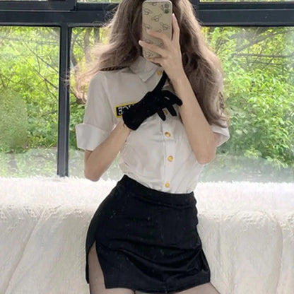 2025 Women’s Halloween Police Officer Cosplay Costume – Slim Fit Top & Skirt Dream Outfit