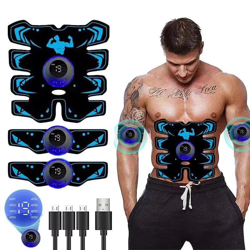 USB Rechargable  Muscle Massager ABS Arm 3 IN 1 Trainer Pad Wireless Smart Fitness Abdominal Training Electric Body