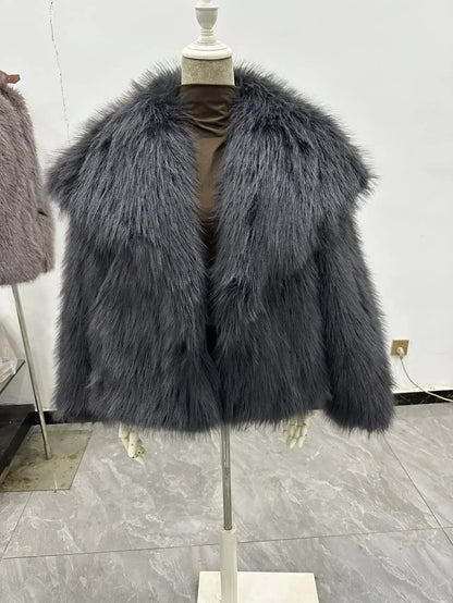 Women’s Faux Fur Jacket – 2025 Autumn/Winter Loose Long-Sleeve Toka Fox Coat